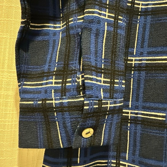 Mud Pie Women M Plaid Long Sleeve Tunic Top V Neck Blue Fall Winter Wear Causal - Picture 5 of 10